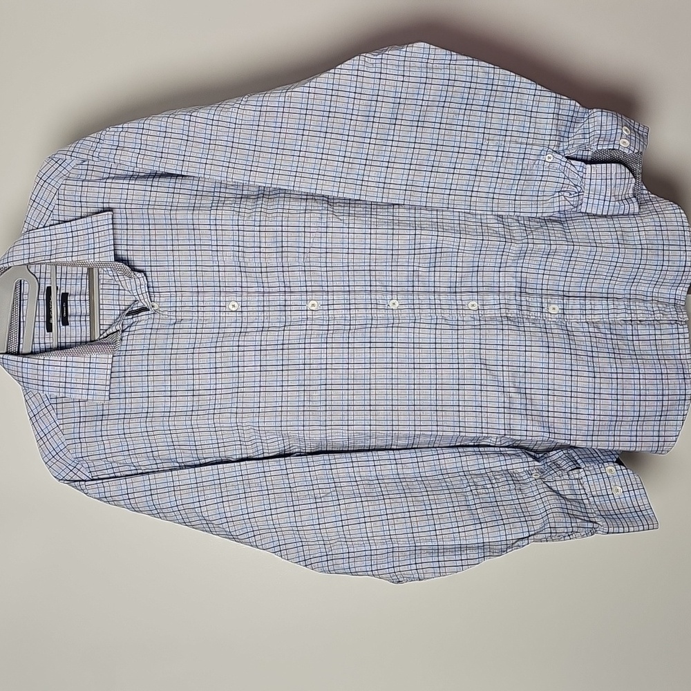 Bugatchi Plaid Long Sleeve Shirt  - L
